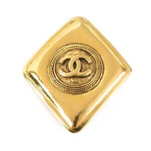 CHANEL Gold Logo Brooch